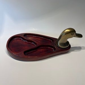 Vintage Wood and Brass Gents Valet Keys Wallet Jewelry Cufflinks